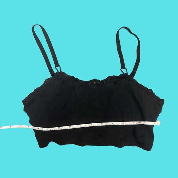 Aerie Black Lace-Trim Cropped Cami – Built-In Bra Support (Size S) - Picture 3 of 6